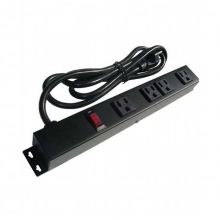 E-DUSTRY INC e-dustry EPS-10461E 4 Outlet Metal Power Strip; 1 ft. - Black EPS-10461E